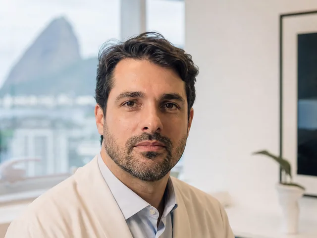 Retrato gerado do personagem fictício Dr. Tomás Nogueira em um ambiente clínico contemporâneo.